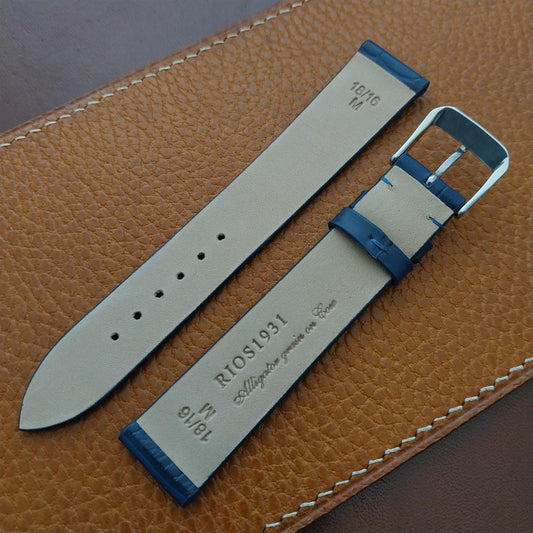 18mm Rios Miami Matte Blue Alligator Grain Leather Tapered 18/16 Watch Strap
