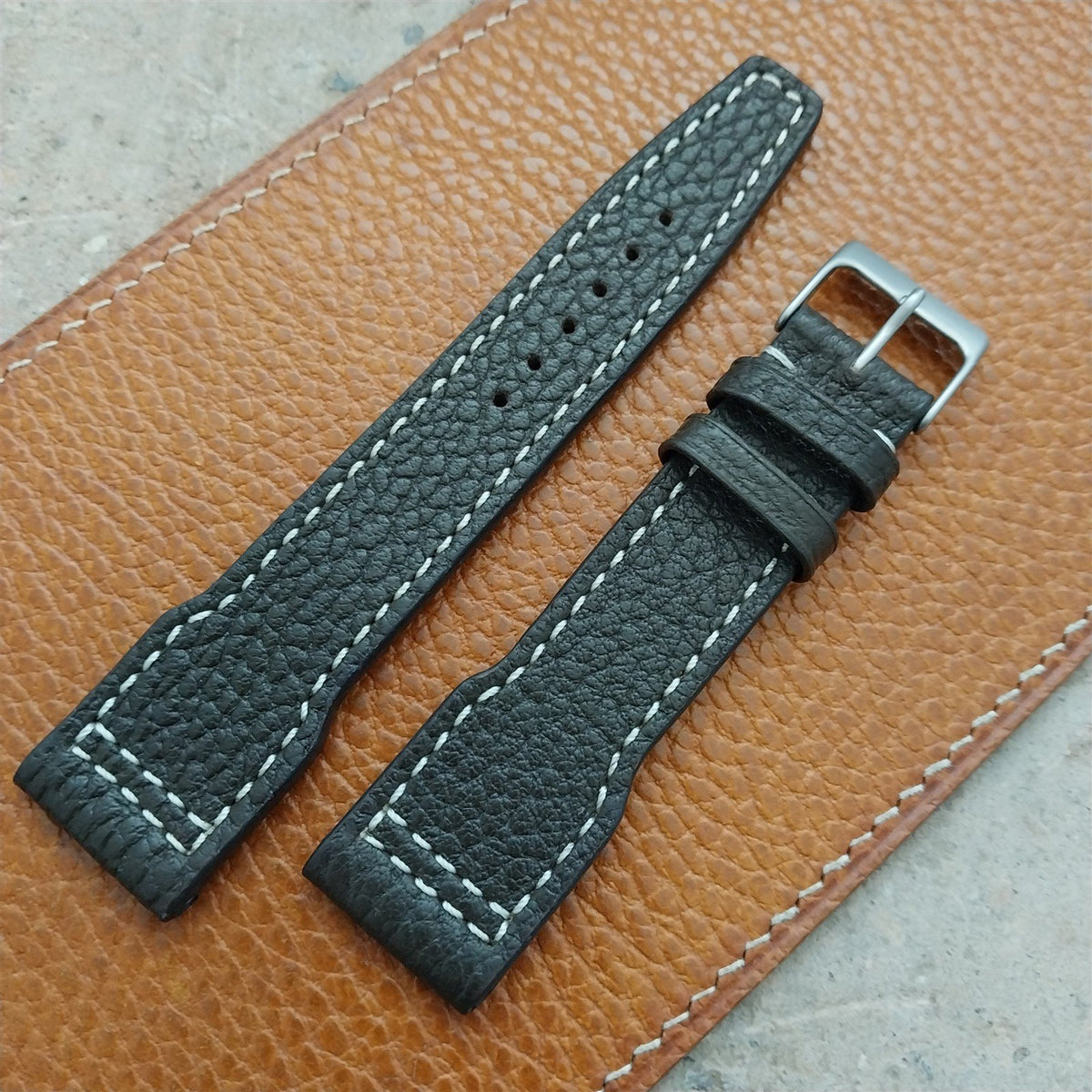 22mm Mocha Rios Typhoon Buffalo Leather Aviator Pilot Watch Strap