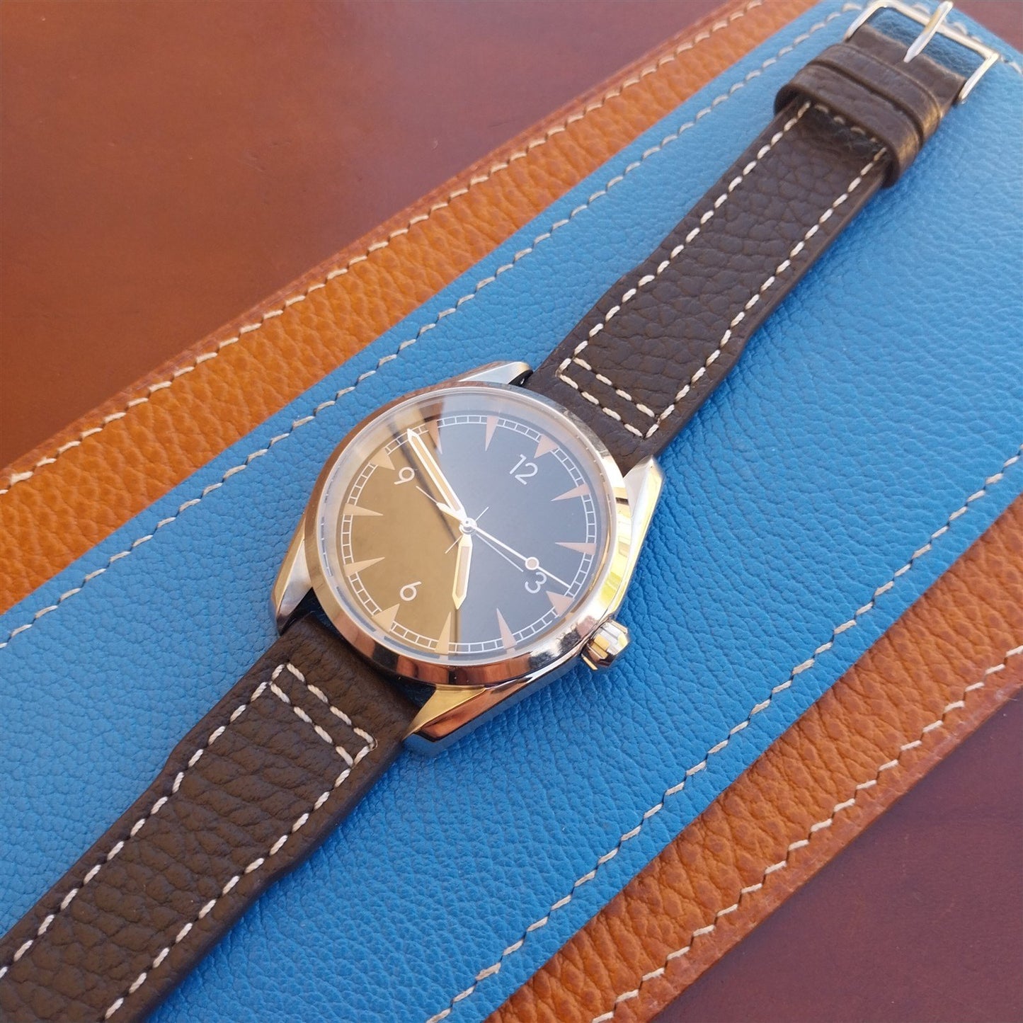 20mm Mocha Rios Typhoon Buffalo Leather 20/18 Aviator Pilot Watch Strap