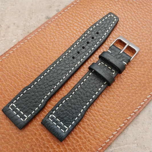 20mm Black Rios Typhoon Buffalo Leather 20/18 Aviator Pilot Watch Strap
