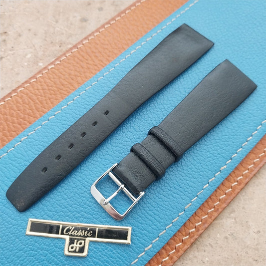 1960s 20mm Black Faux Leather Classic Tapered Unused Vintage Watch Strap
