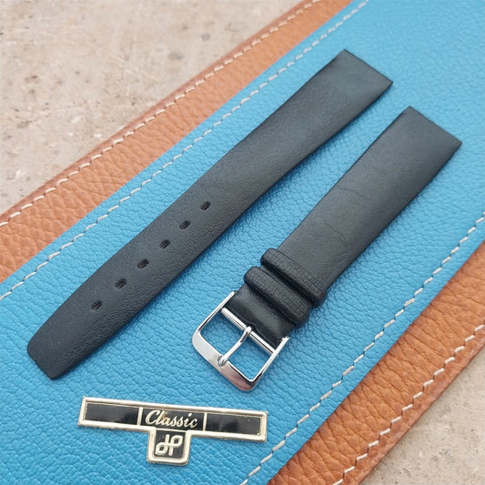 1960s 18mm Black Faux Leather Classic Tapered Unused Vintage Watch Strap