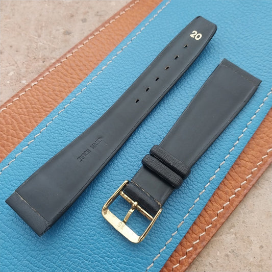 1960s 20mm Black Faux Leather Classic Tapered Unused Vintage Watch Strap