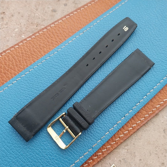 1960s 18mm Black Faux Leather Classic Tapered Unused Vintage Watch Strap