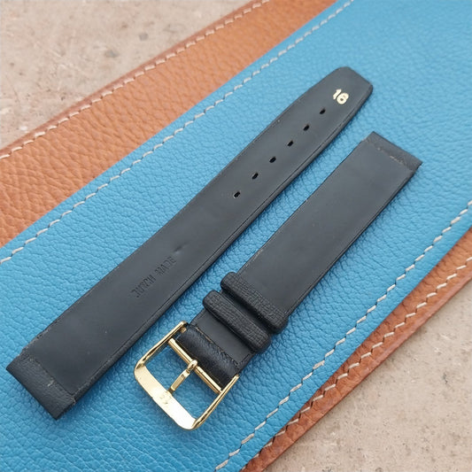 1960s 16mm Black Faux Leather Classic Tapered Unused Vintage Watch Strap
