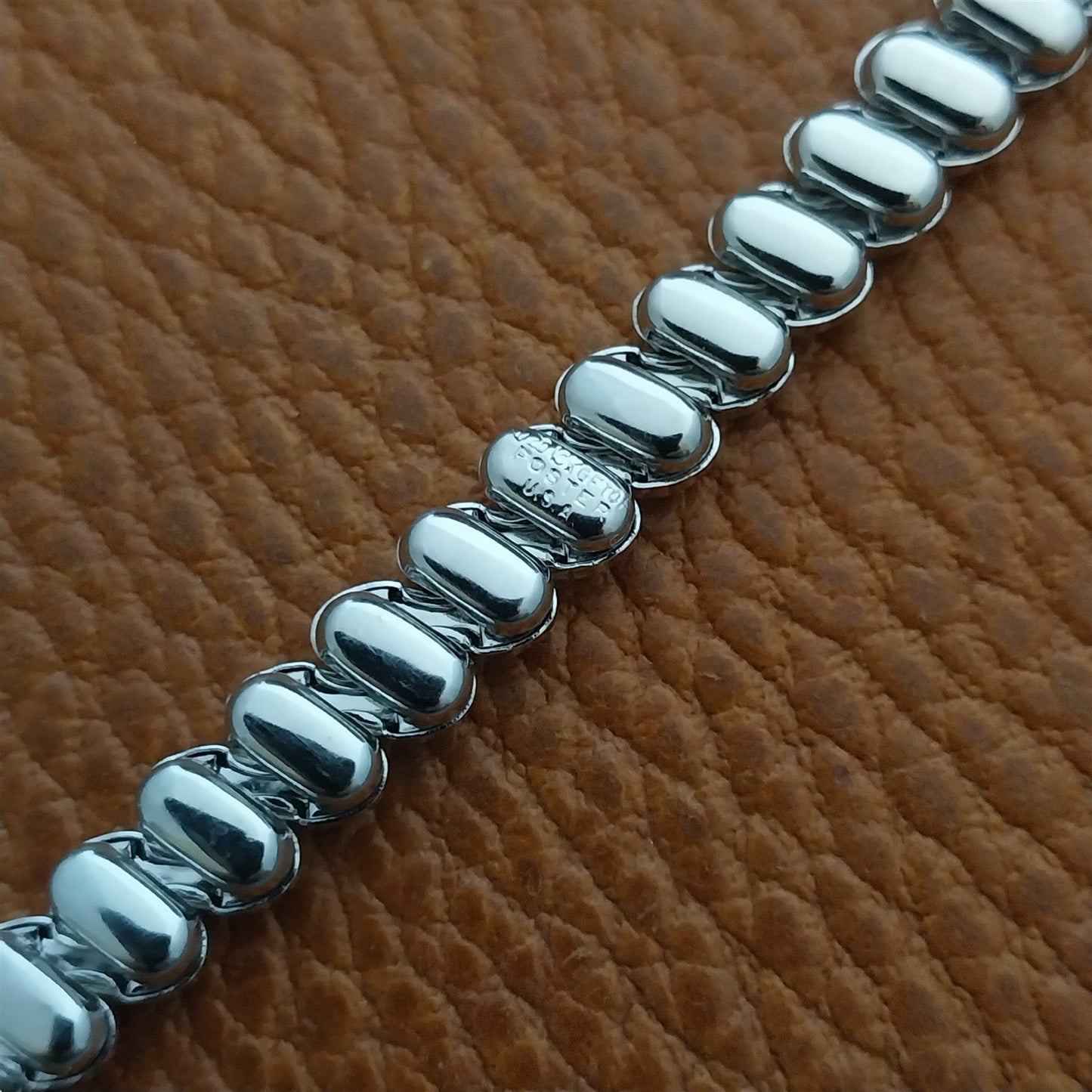 White Gold-Filled Foster Ladies Stretch 1950s Vintage Cocktail Watch Band