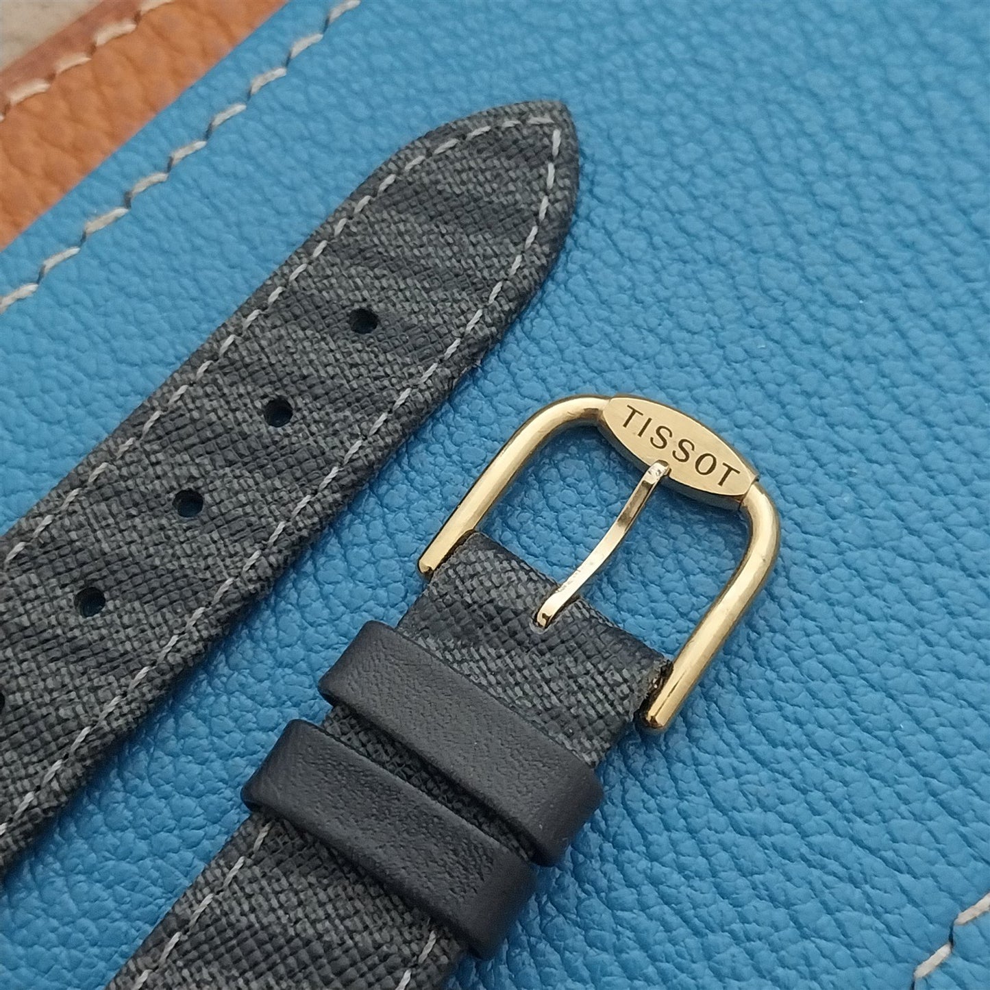 18mm Tissot nos Unused Vintage Leather Watch Strap & Logo Buckle