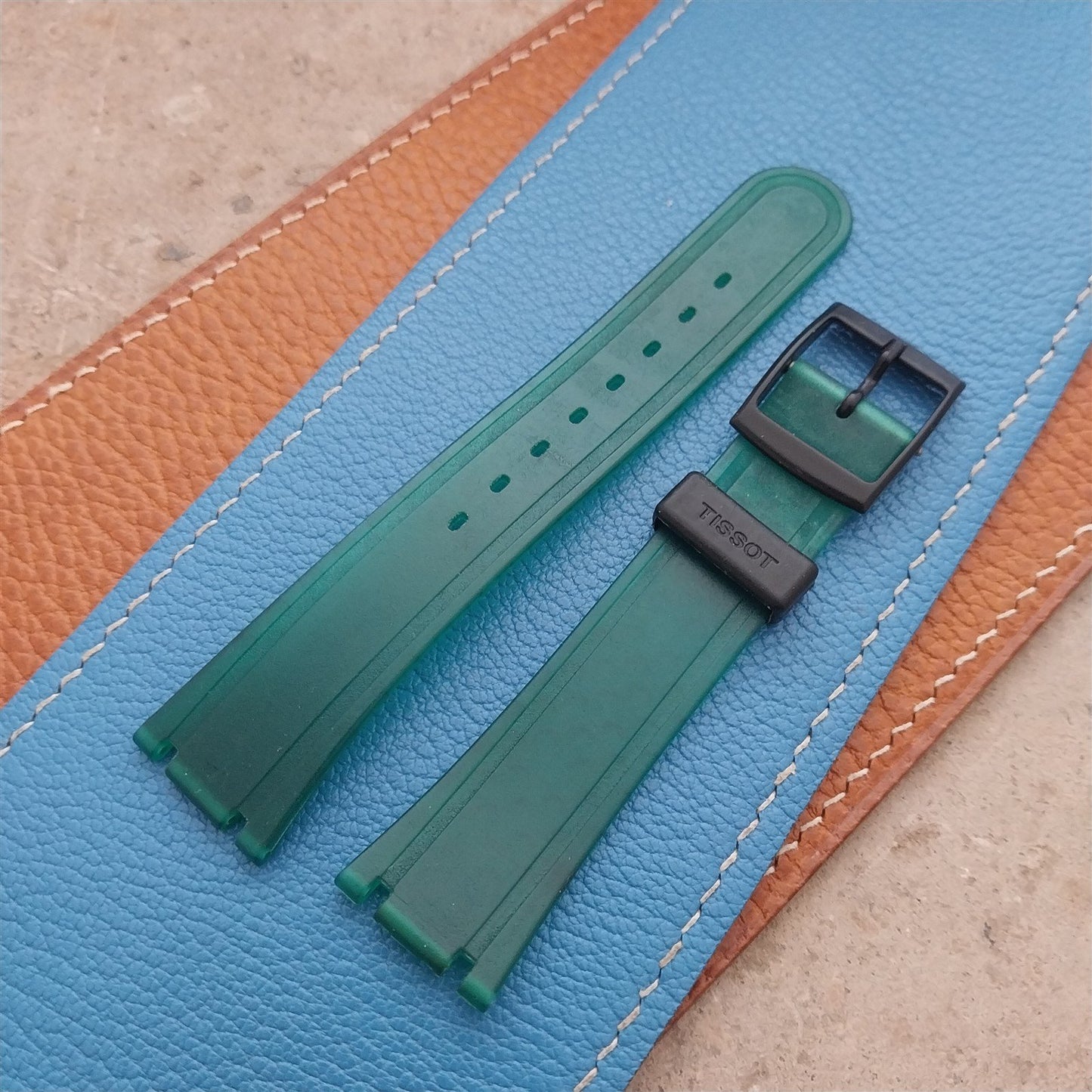Tissot Green & Black Plastic Vintage Watch Strap