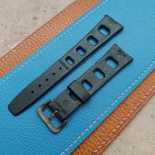 Vintage 20mm Classic Skindiver Black NOS Watch Strap & Patina Buckle