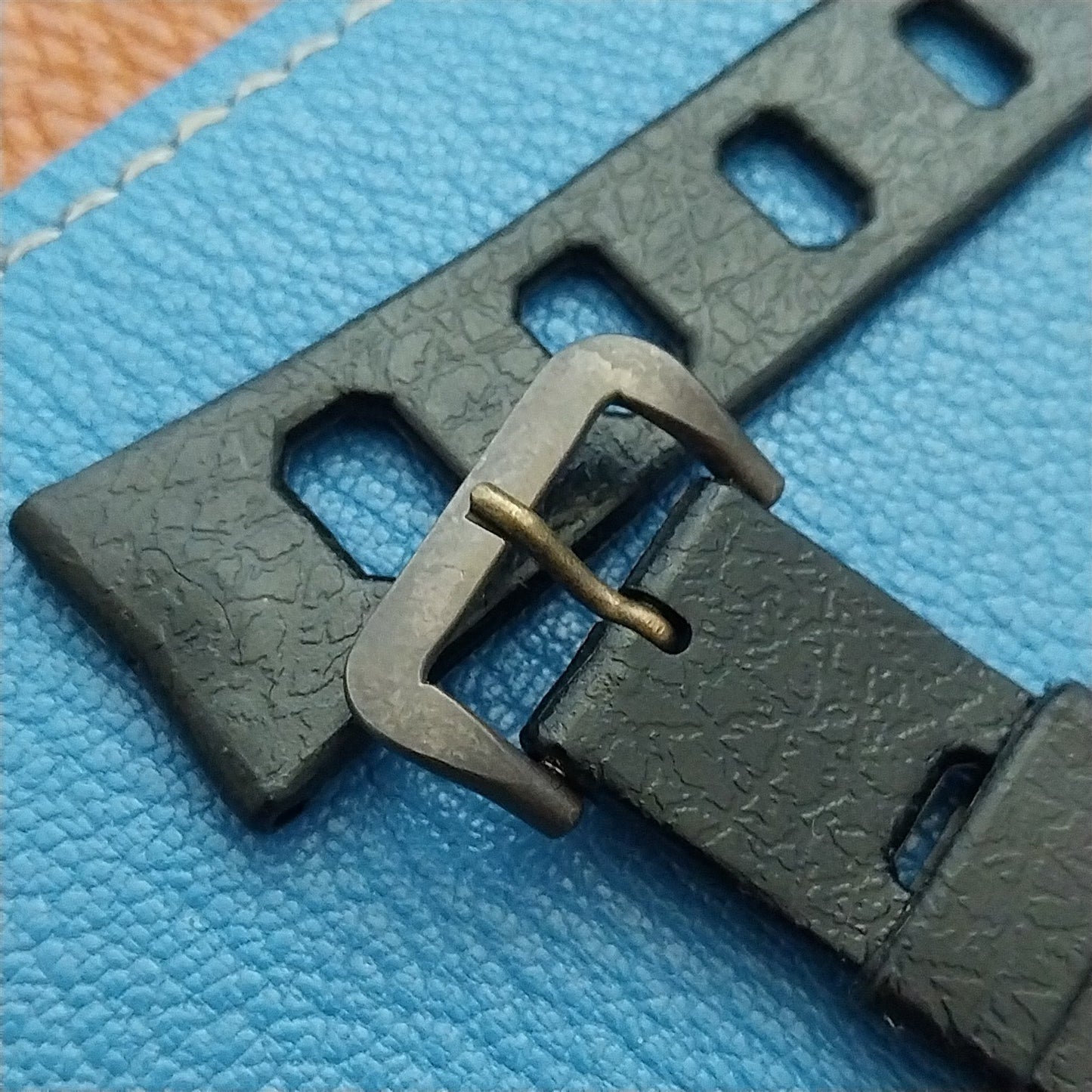 Vintage 20mm Classic Skindiver Black NOS Watch Strap & Patina Buckle
