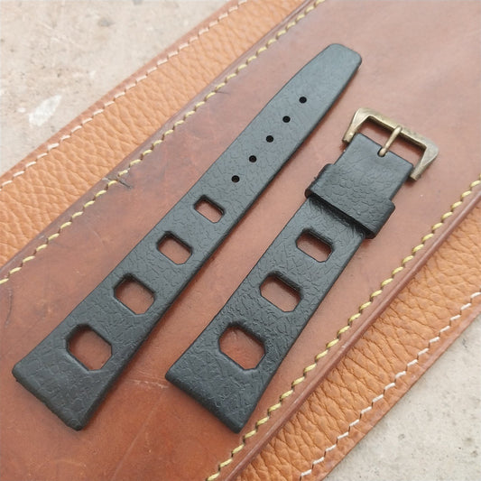 Vintage 20mm Classic Skindiver Black Unused Aqua GS Watch Strap & Brass Buckle