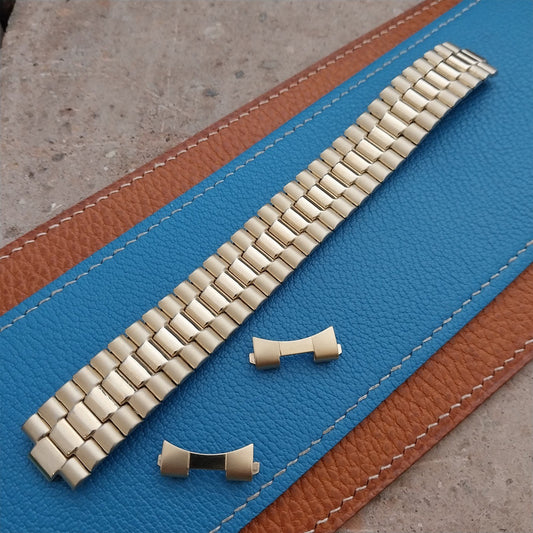 Vintage Wide Yellow Gold-Tone 20mm Speidel EuroFlex Unused NOS 1980s Watch Band