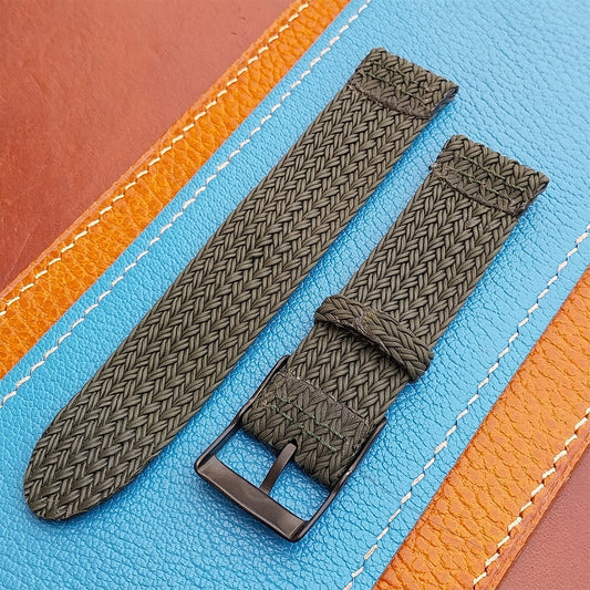 20mm Eulit Palma Pacific Green Braided Perlon Two-Piece Field Watch Strap