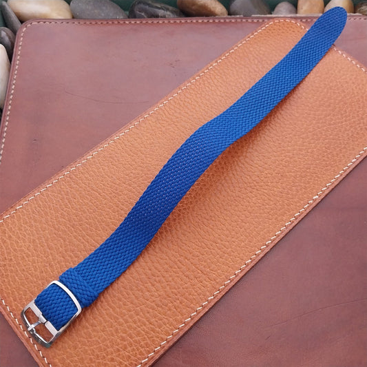 Blue 18mm Eulit Panama Braided Perlon Single Pass Field Watch Strap