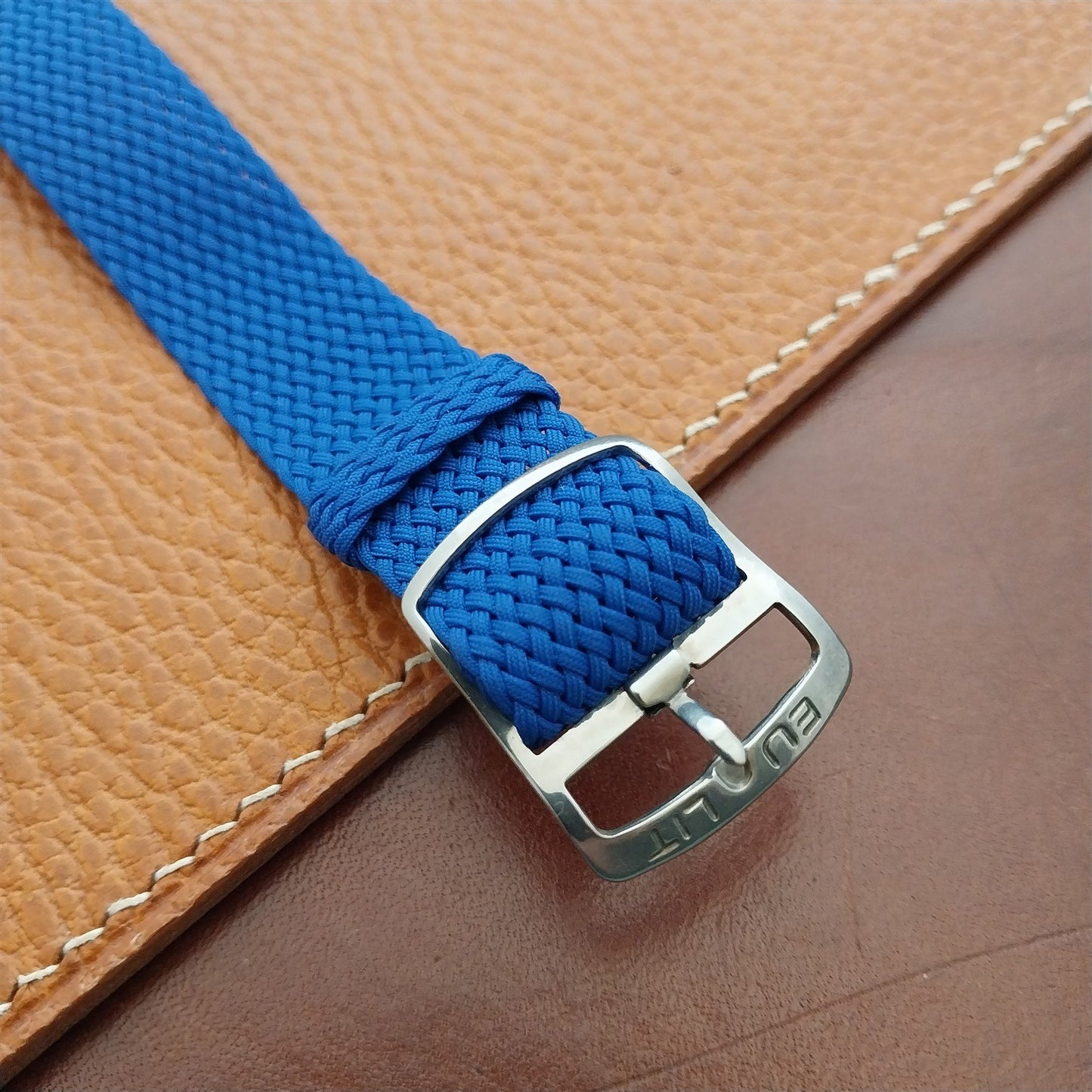 Blue 18mm Eulit Panama Braided Perlon Single Pass Field Watch Strap