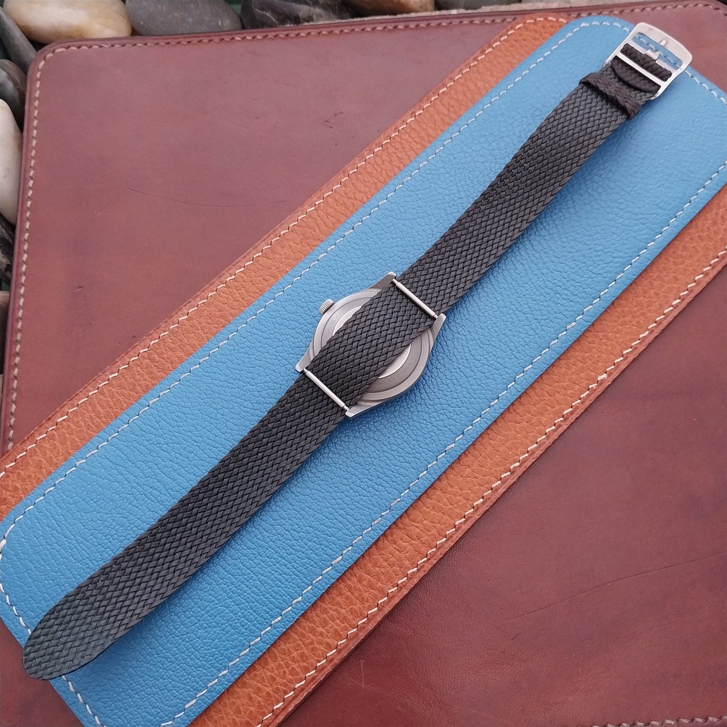 Dark Brown 18mm Eulit Panama Braided Perlon Single Pass Field Watch Strap