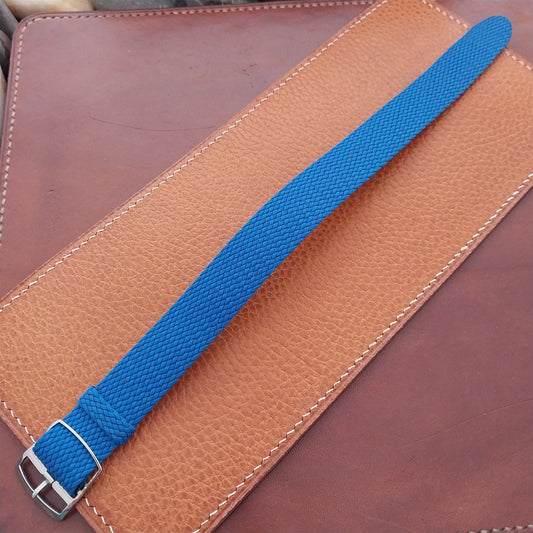 Blue 20mm Eulit Panama Braided Perlon Single Pass Field Watch Strap