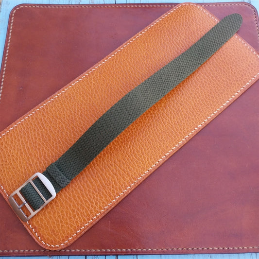 Green 20mm Eulit Baltic Braided Perlon Single Pass Field Watch Strap