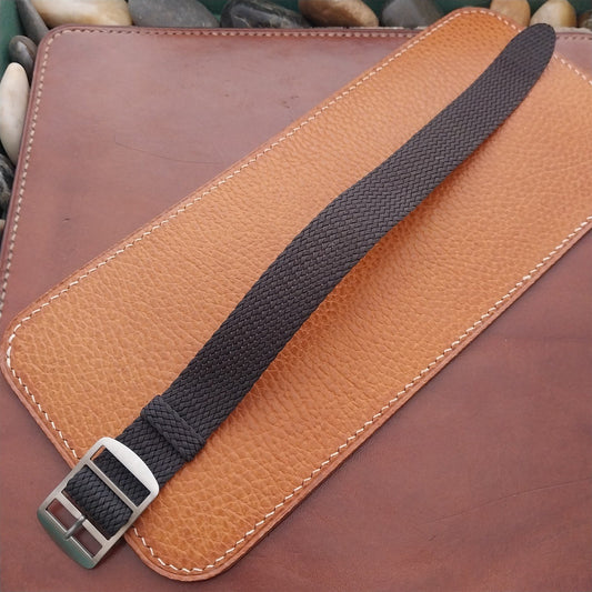 Brown 20mm Eulit Baltic Braided Perlon Single Pass Field Watch Strap