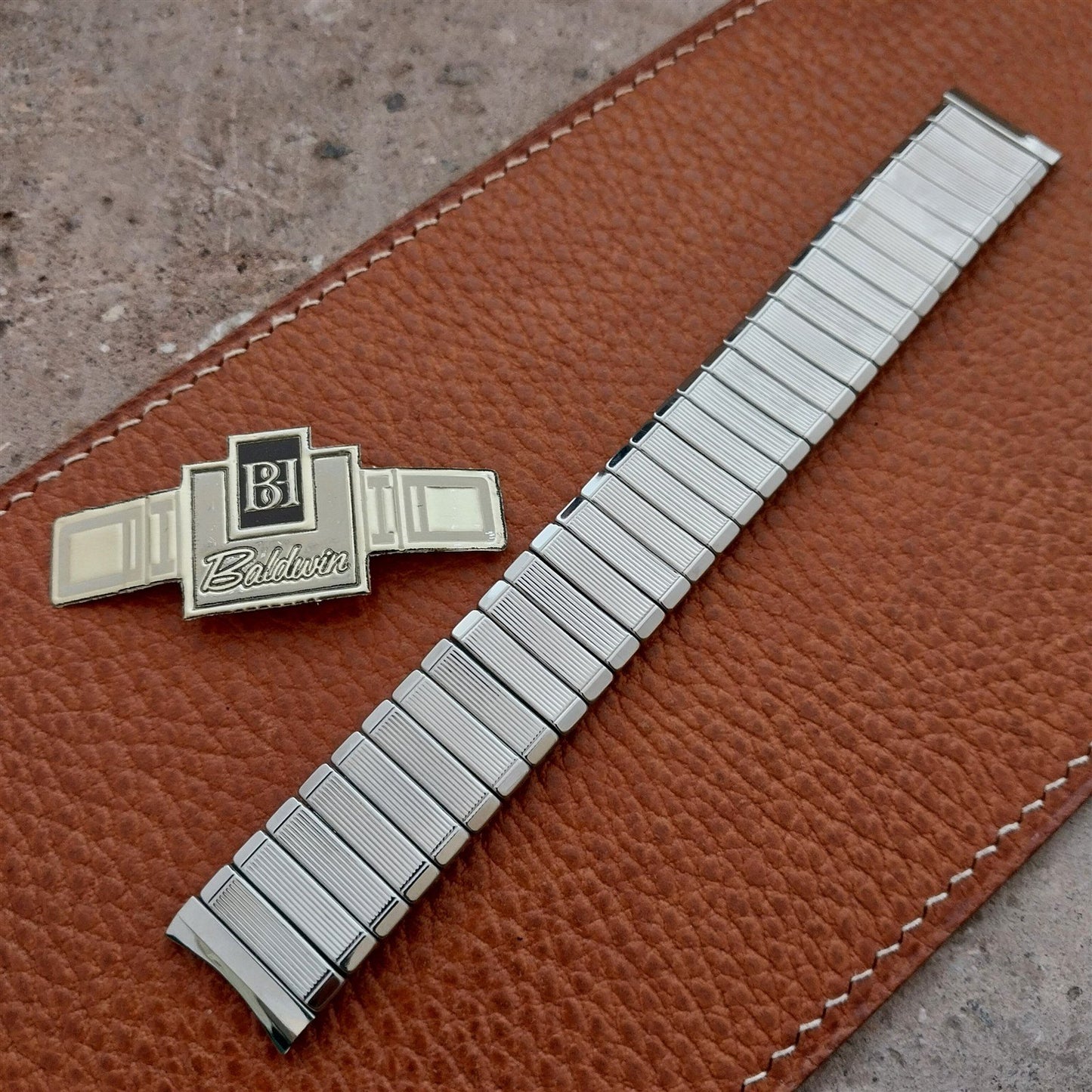 Vintage 17.2m 60s Baldwin Stainless Classic Stretch Unused Watch Band