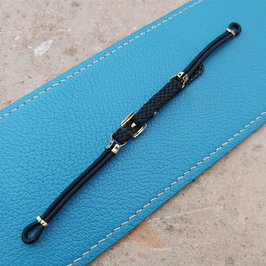 Vintage 1960s Womens Black Nylon & Gold-Tone Cordette Cocktail Watch Strap