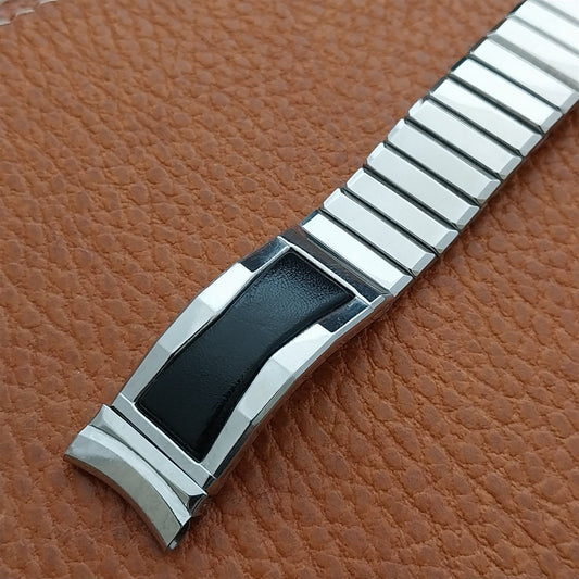 Gemex Baron 5/8" Stainless Steel & Black Unused 1950s Vintage Watch Band