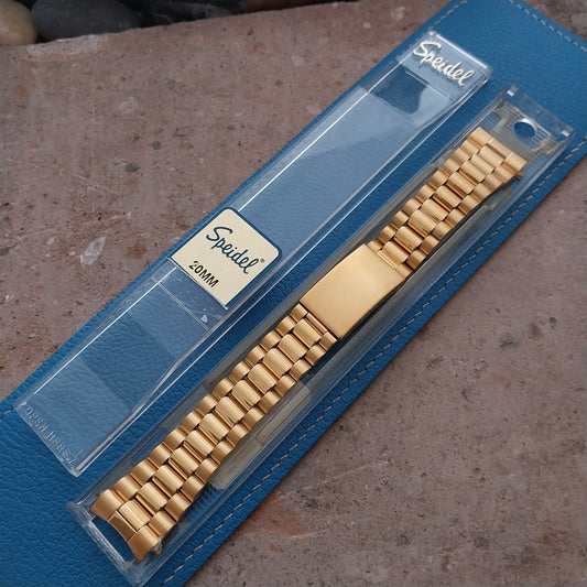 20mm Curved-End Yellow Gold-Tone President Speidel Hirsch nos Watch Band