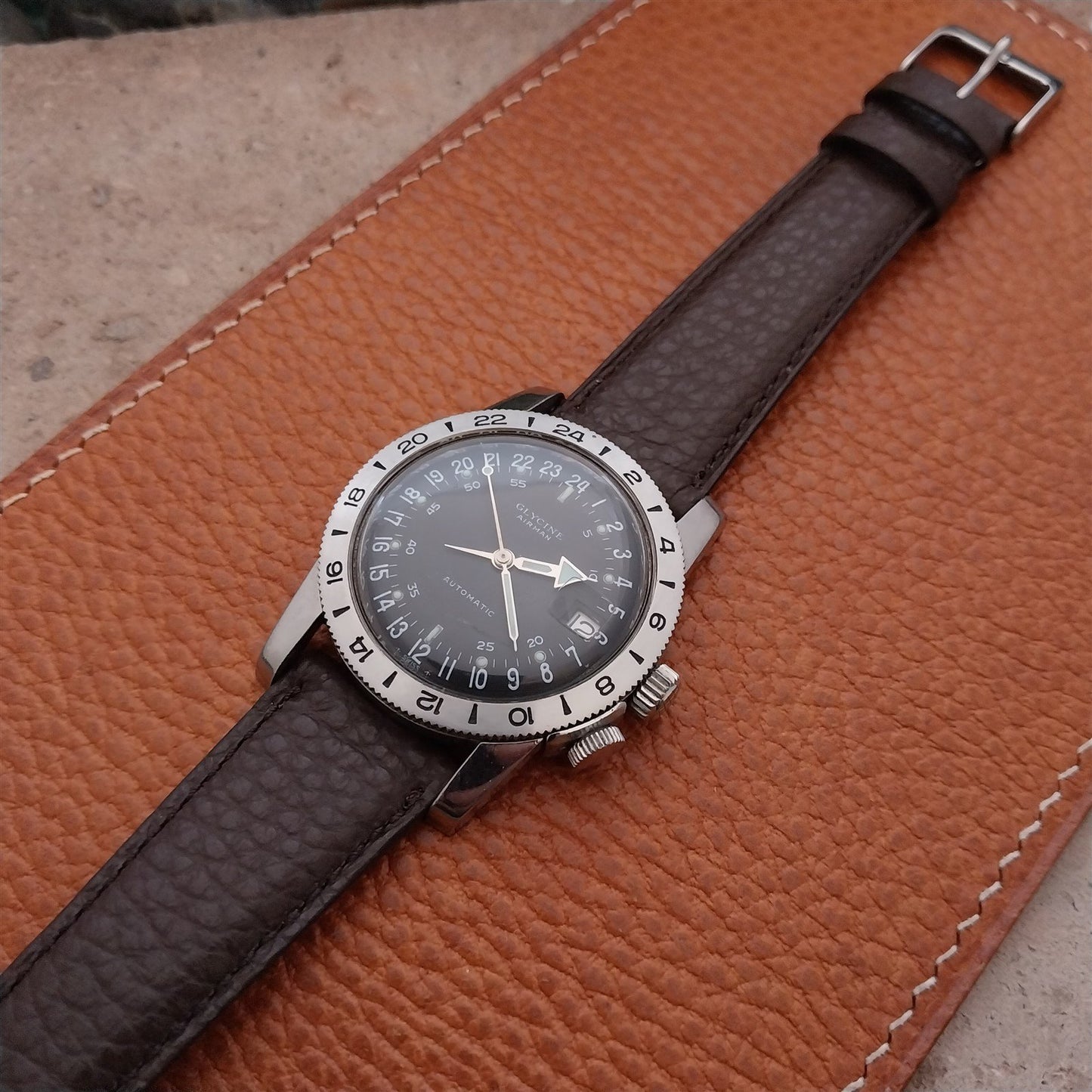 20mm Fleurus France Crushed Grain Calf Tapered 20/16 Watch Strap