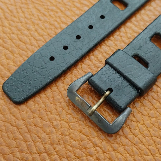 Vintage 20mm Classic Skindiver Black Unused Aqua GS Watch Strap & Brass Buckle