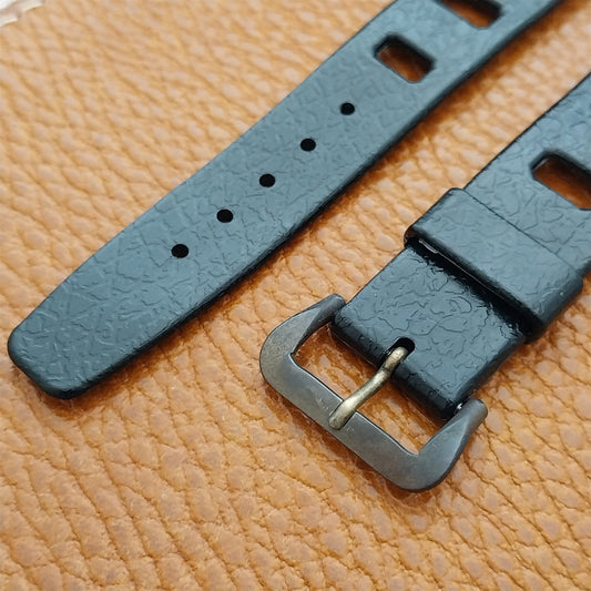 Vintage 20mm Classic Skindiver Black Unused Aqua GS Watch Strap & Brass Buckle