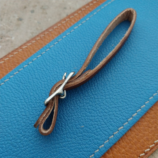 3/8" Brown Harness Leather Watch Fob Strap & Nickel Finish Buckle