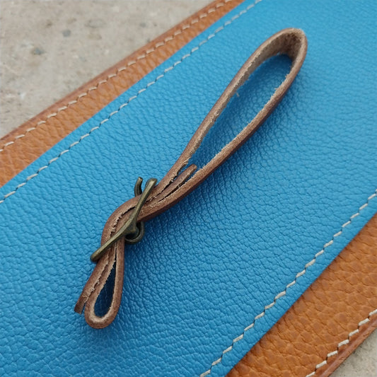 3/8" Brown Harness Leather Watch Fob Strap & Antique Brass Finish Buckle