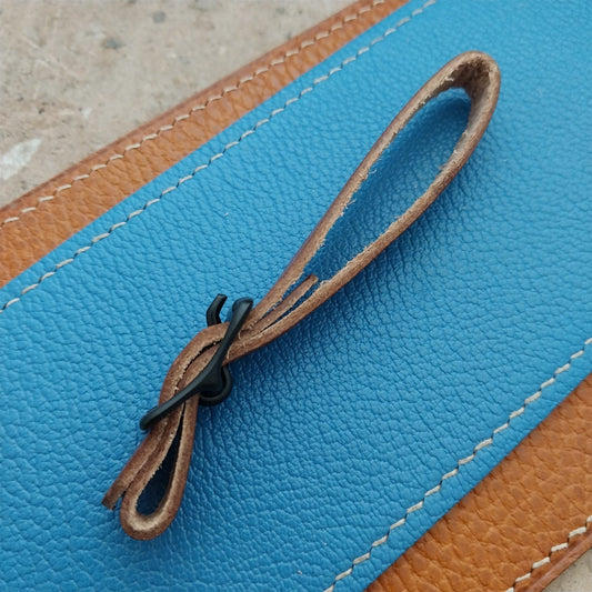 3/8" Brown Harness Leather Watch Fob Strap & Black Finish Buckle