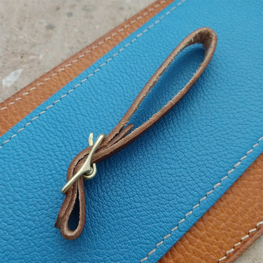 3/8" Brown Harness Leather Watch Fob Strap & Gold Finish Buckle