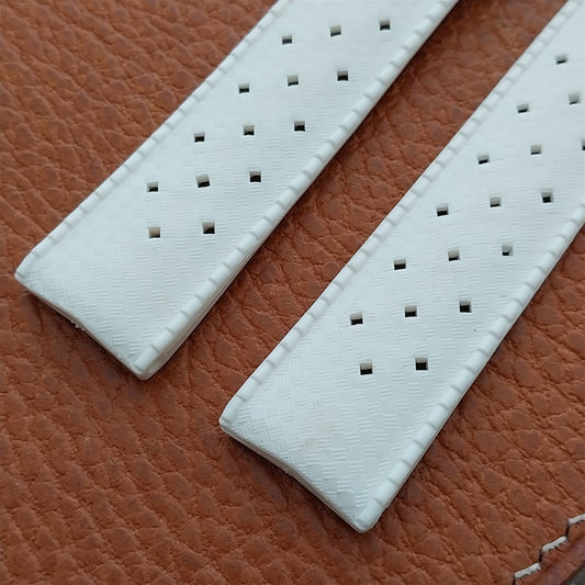 Vintage 19mm Swiss Tropic Straight End White Unused NOS 1970s Diver Watch Strap