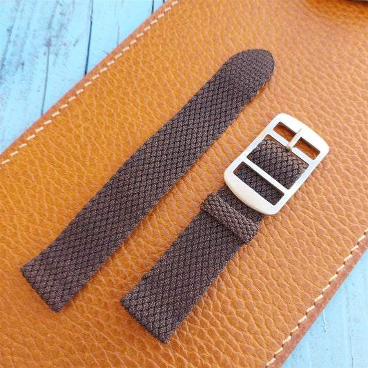 1960s Braided Perlon 2-piece Brown Melange 16mm Field Watch Strap