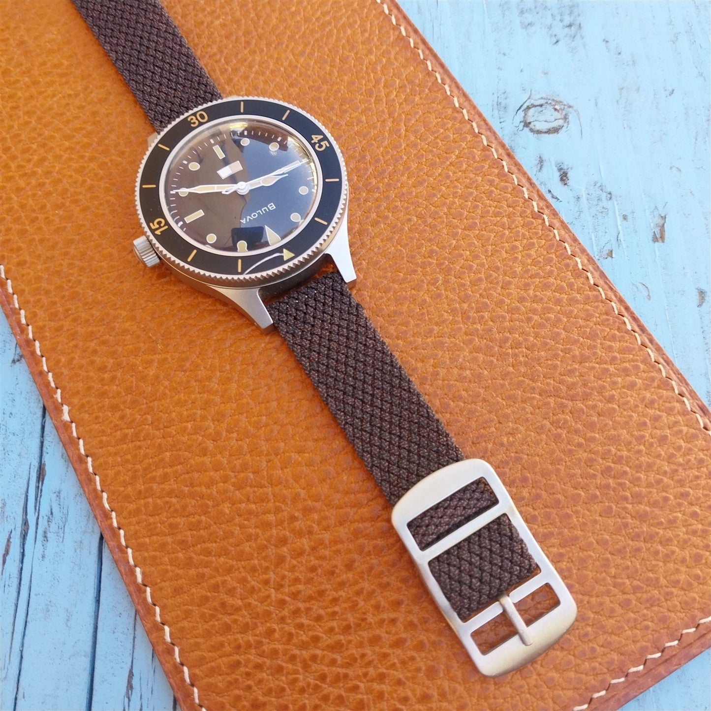 1960s Braided Perlon 2-piece Brown Melange 16mm Field Watch Strap
