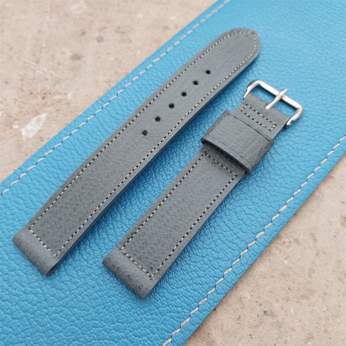 16mm Kreisler Gray Saddle Leather Unused 1950s nos Vintage Watch Strap