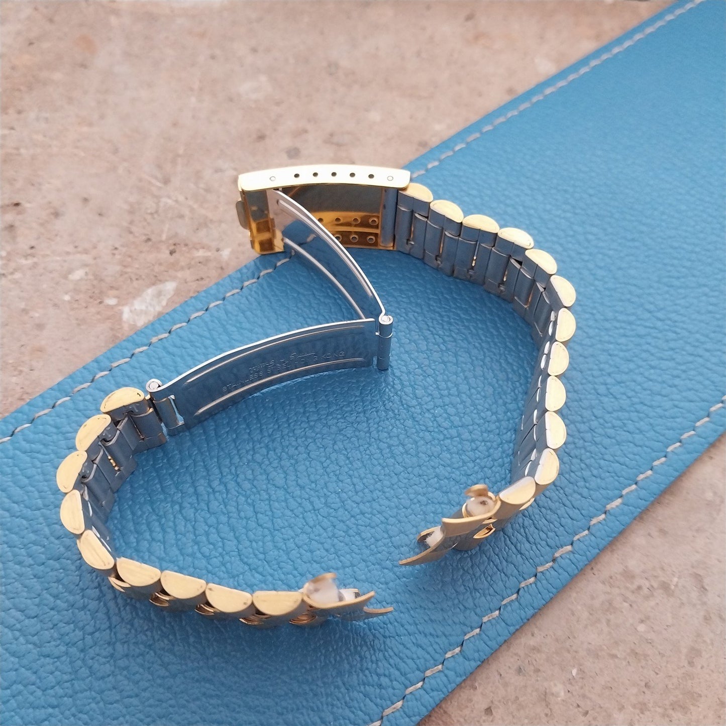 20mm Gold-Tone President Curved End Speidel Hirsch Unused Watch Band