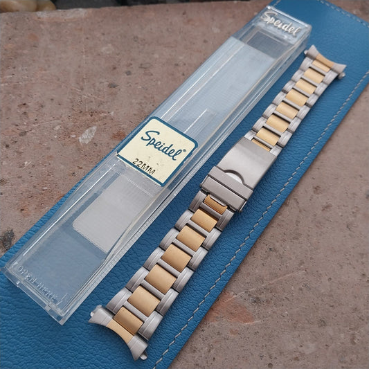 1990s Vintage Speidel Stainless Steel & Gold-Tone 22mm Unused Classic Watch Band