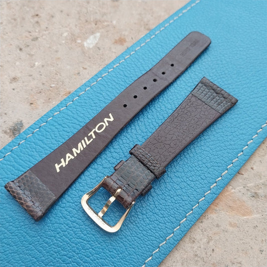 19mm Hamilton Lizard NOS Unused Vintage Watch Strap & Gold Logo Buckle