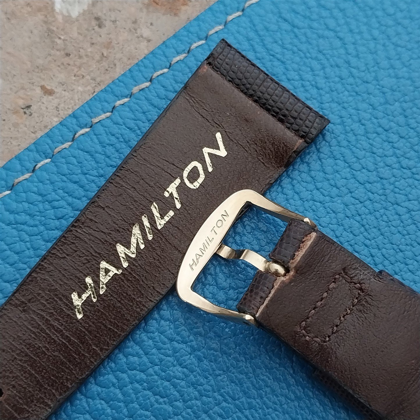 20mm Hamilton Lizard NOS Vintage Watch Strap & Gold Logo Buckle