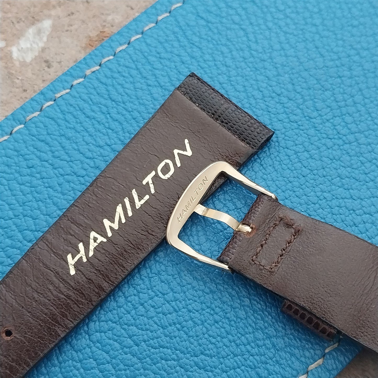 20mm Hamilton Lizard NOS Vintage Watch Strap & Gold Logo Buckle