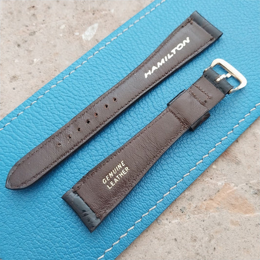 Hamilton 17.4mm Croc Grain Leather Vintage Watch Strap & Gold Logo Buckle