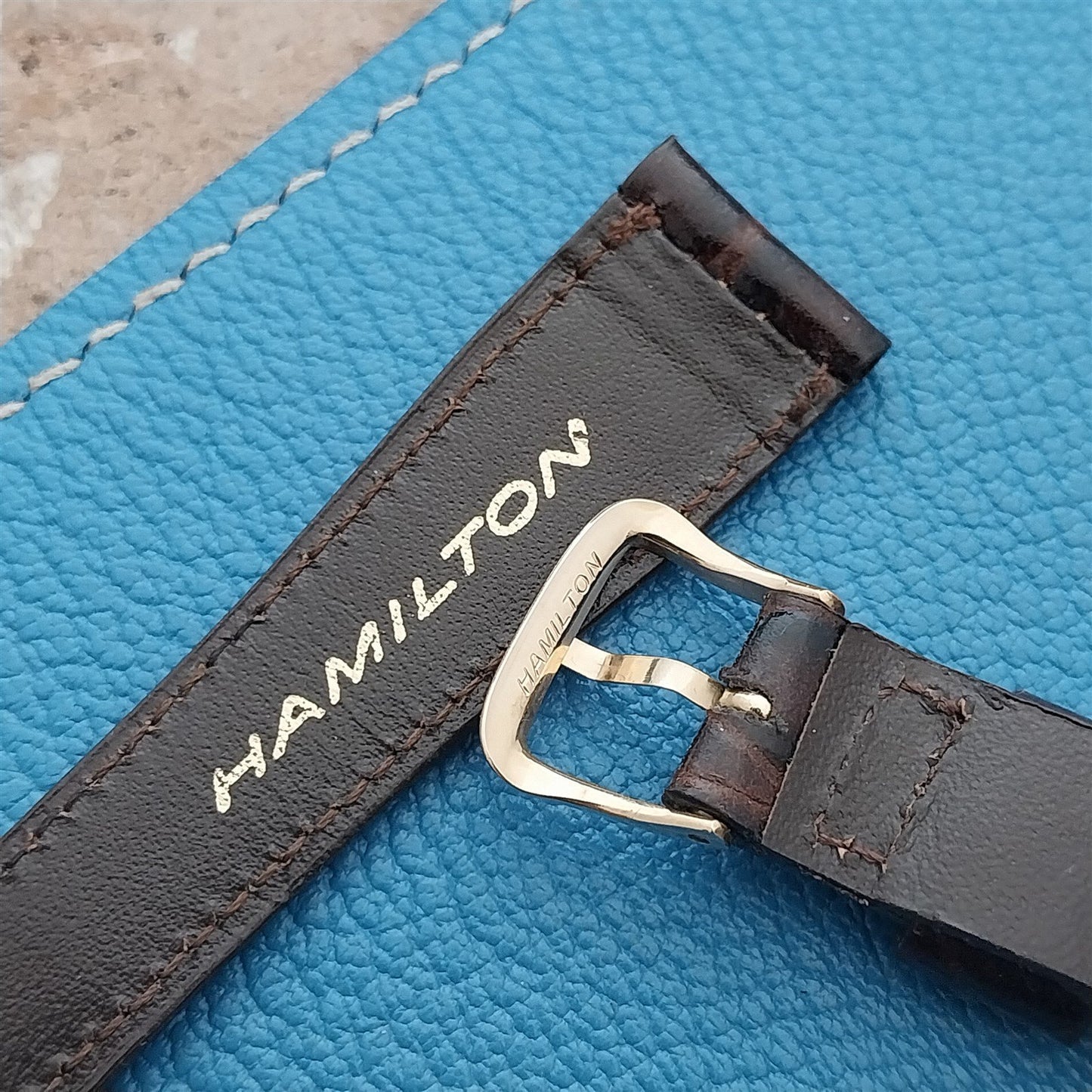 Hamilton 17.2mm Croc Grain Leather Vintage Watch Strap & Gold Logo Buckle