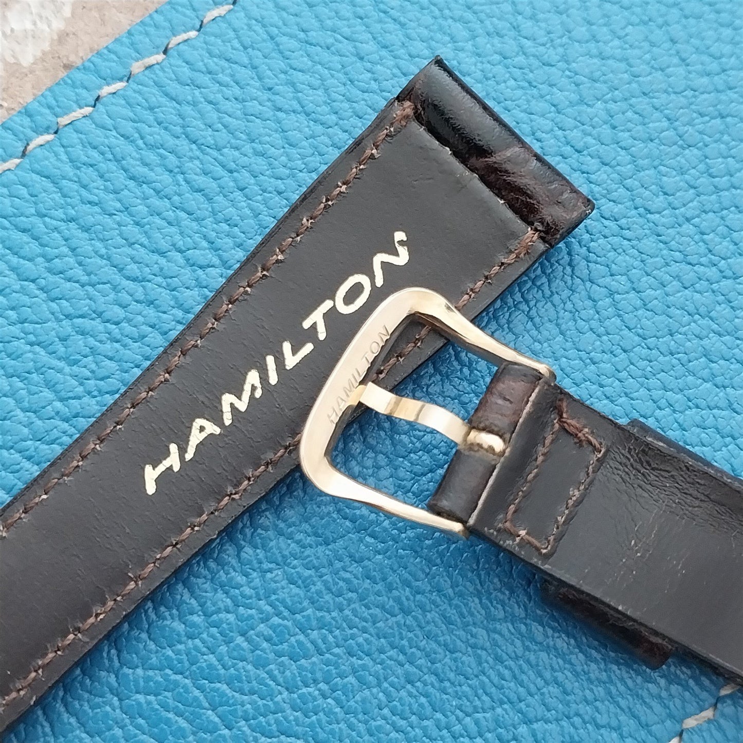 Hamilton 17.3mm Croc Grain Leather Vintage Watch Strap & Gold Logo Buckle