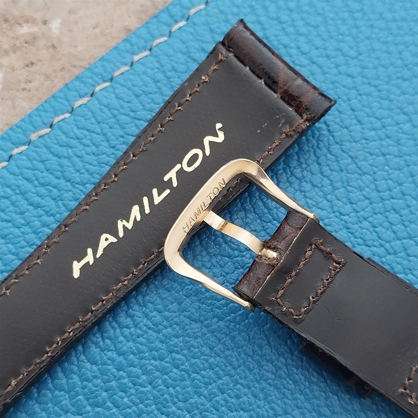 Hamilton 17.6mm Croc Grain Leather Vintage Watch Strap & Gold Logo Buckle