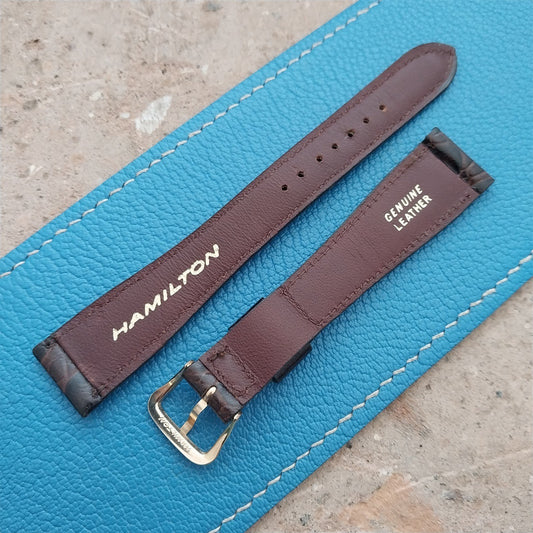 Hamilton 17.4mm Croc Grain Leather Vintage Watch Strap & Gold Logo Buckle