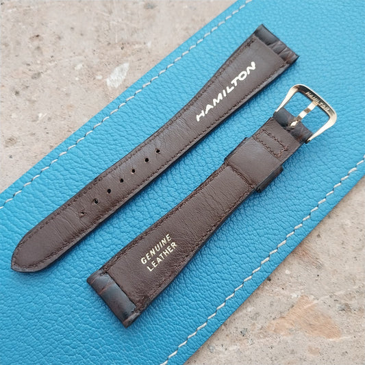 Hamilton 17.4mm Croc Grain Leather Vintage Watch Strap & Gold Logo Buckle