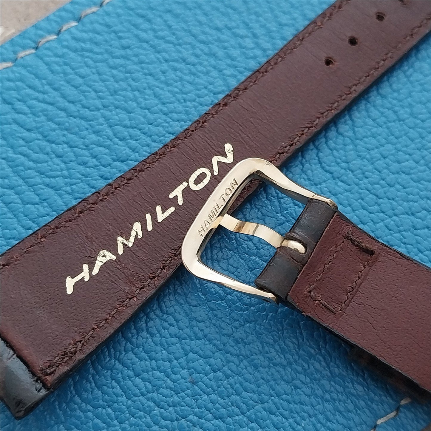 Hamilton 17.5mm Croc Grain Leather Vintage Watch Strap & Gold Logo Buckle